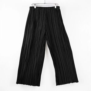 Cult Gaia Stacie Trousers Womens Small Black Wide Leg Accordion Pleated Pants